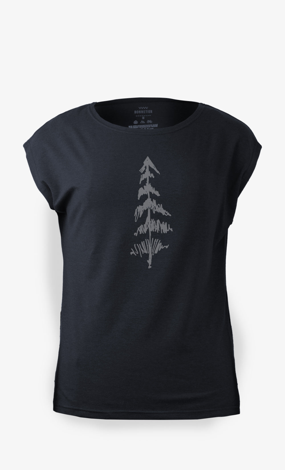 T-shirt femme noir imprimé Madrid Pin, écoresponsable, BONNETIER