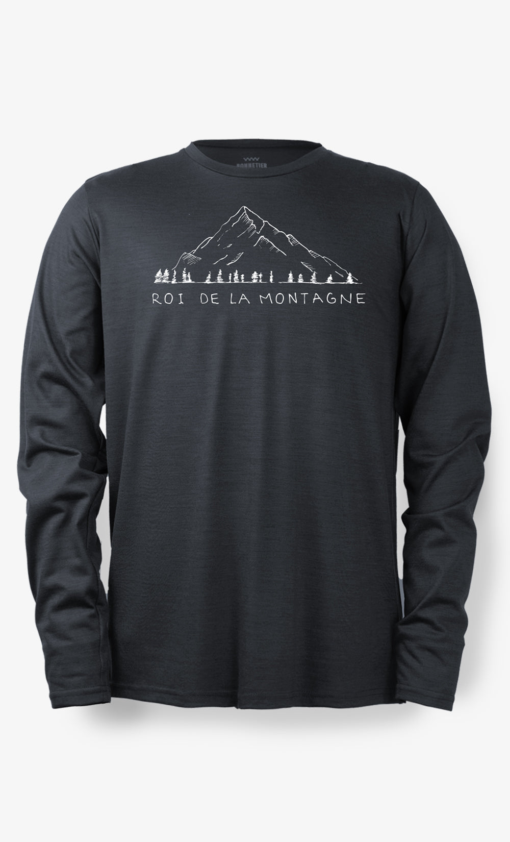  Haut manches longues mérinos homme noir chiné imprimé Roi De La Montagne – BONNETIER