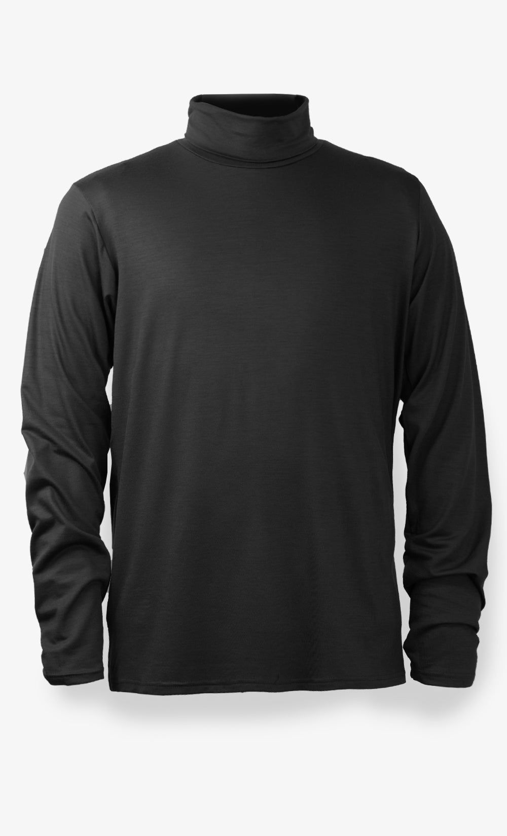 Haut col roulé noir à manches longues en laine de mérinos BONNETIER, coupe régulière