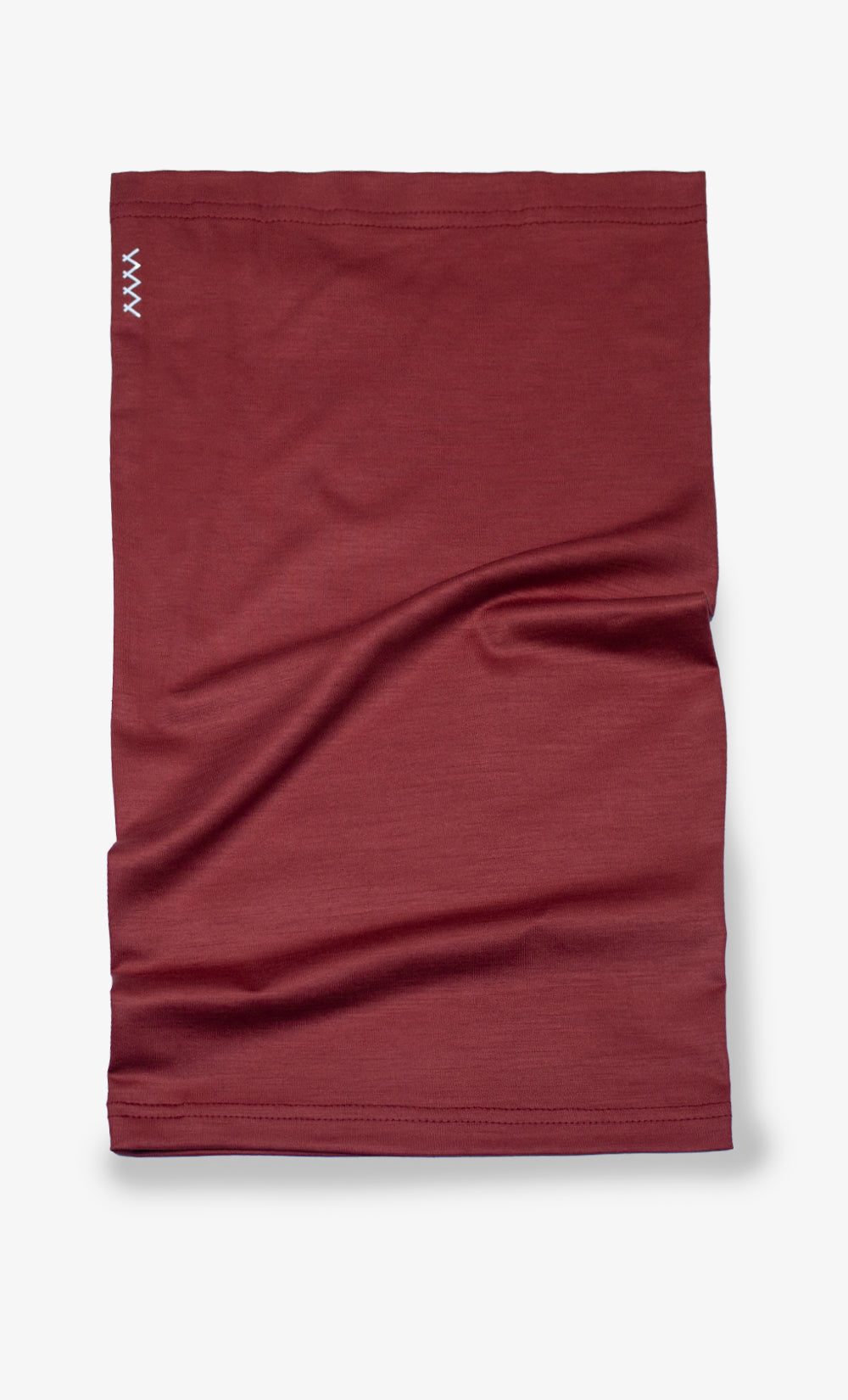 Cache-cou en laine mérinos Stretchwool rouge tomette, léger, respirant et extensible, fabriqué au Canada.